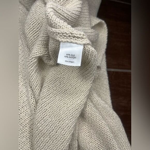 J.Jill dark khaki silk blend knit open sweater sz medium - Picture 4 of 8